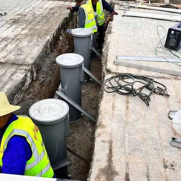 hydraulic driveway bollards installation